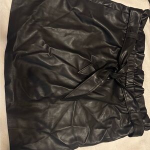 Elegant Black Faux Leather Skirt